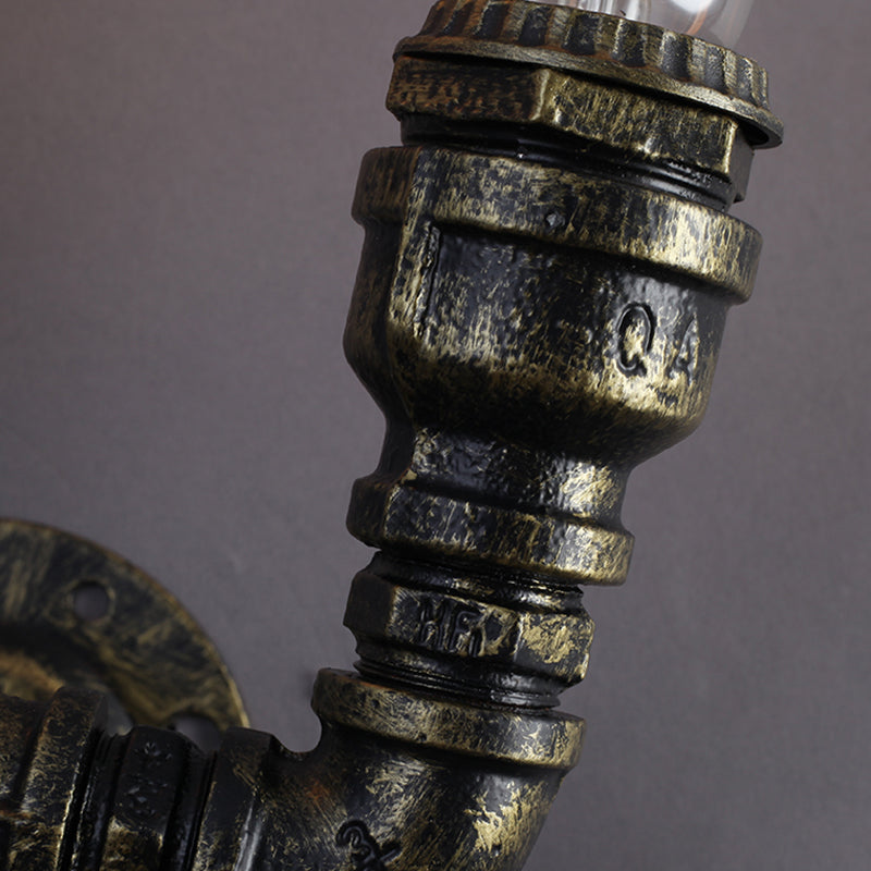 Éclairage mural de tuyau en forme de U industriel 2 ampoules Éclairage mural en fer en bronze