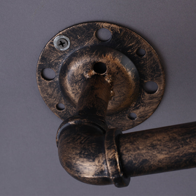 Plumbing Pipe Restaurant Wall Lamp Rustic Iron 2 Bulbs Bronze Wall Lighting Fixture