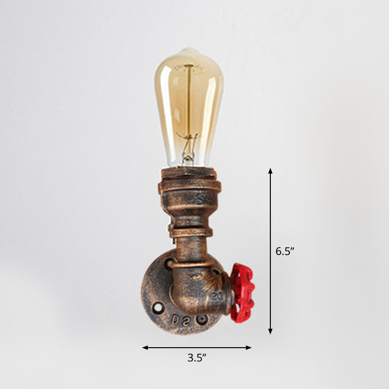 Iron Water Pipe Wall Lamp Rustic Style Restaurant Wall Lighting Fixture in Bronze