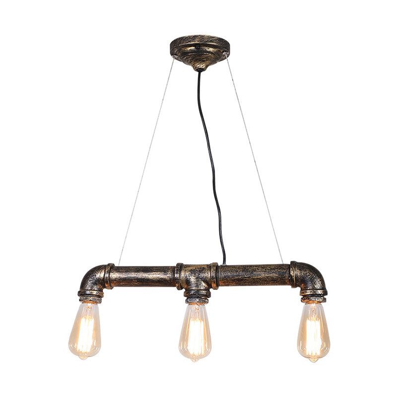 Plumbing Pipe Iron Island Pendant Lighting Rustic Living Room Ceiling Light in Bronze