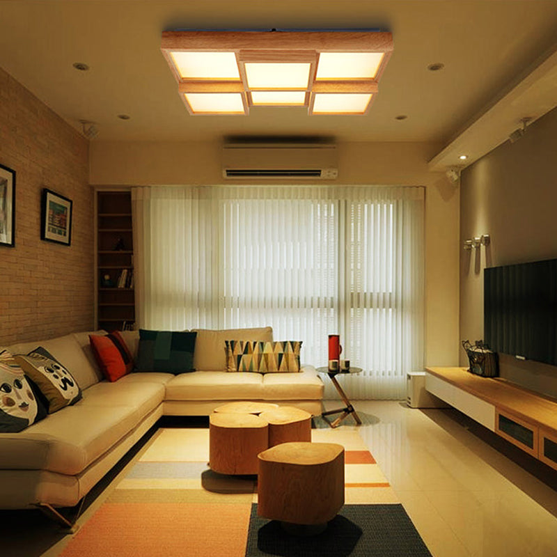 Plafoniera da incasso a quadrati con giunzioni in acrilico Apparecchio di illuminazione da incasso a LED nordico in legno