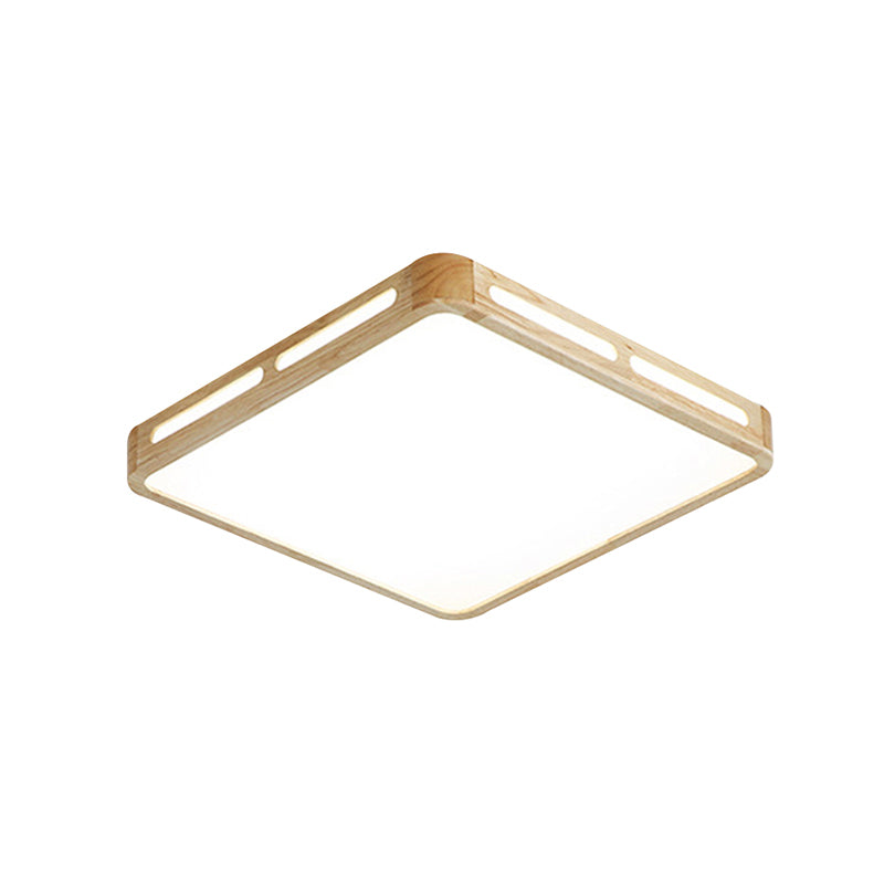 Plafonnier encastré de chambre à coucher en bois de style japonais carré LED avec abat - jour acrylique