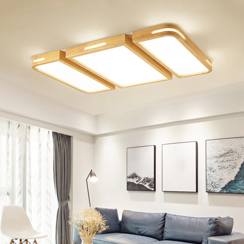 Rechteckige Flush Deckenleuchte Nordic Holz Wohnzimmer LED Flush Mount Beleuchtung Befestigung