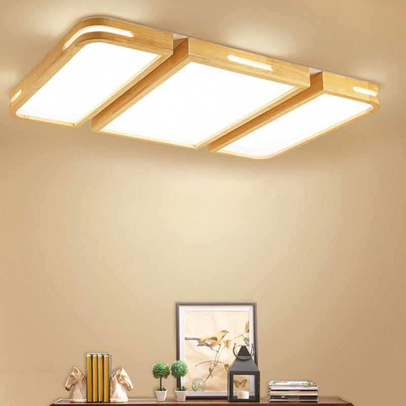 Rechteckige Flush Deckenleuchte Nordic Holz Wohnzimmer LED Flush Mount Beleuchtung Befestigung