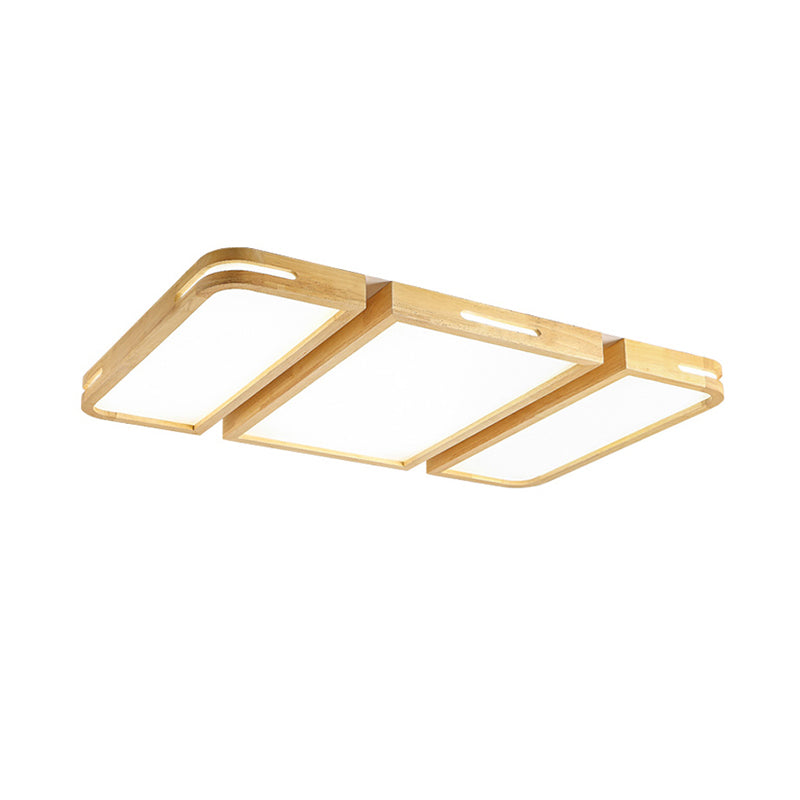 Rechteckige Flush Deckenleuchte Nordic Holz Wohnzimmer LED Flush Mount Beleuchtung Befestigung