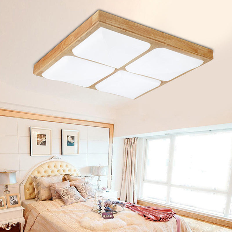 Plafonnier LED encastré géométrique en bois, plafonnier simple pour chambre à coucher