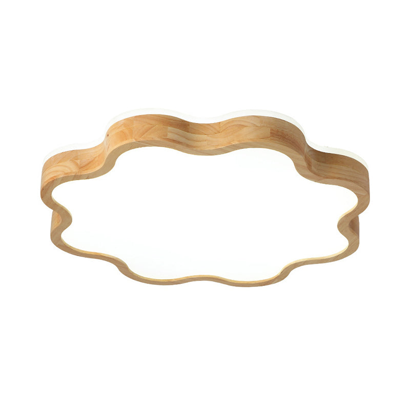 Plafonnier LED en forme de nuage pour enfants, luminaire de plafond en bois clair pour chambre à coucher