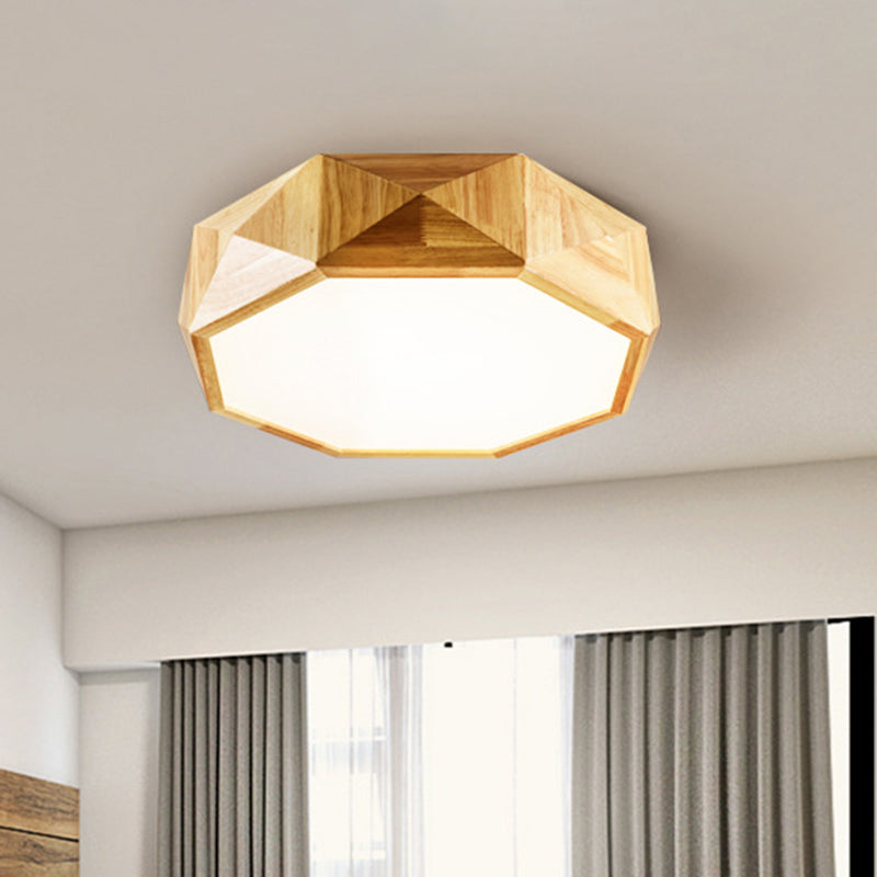 Hout Gefacetteerde Achthoekige LED Flush Mount Licht Nordic Flush Mount Plafond Licht voor woonkamer