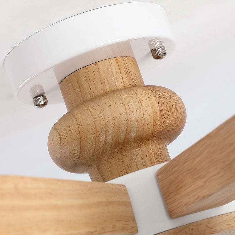 Cylinder Semi Flush Japanese Cream Glass Living Room Ceiling Mount Chandelier in Wood