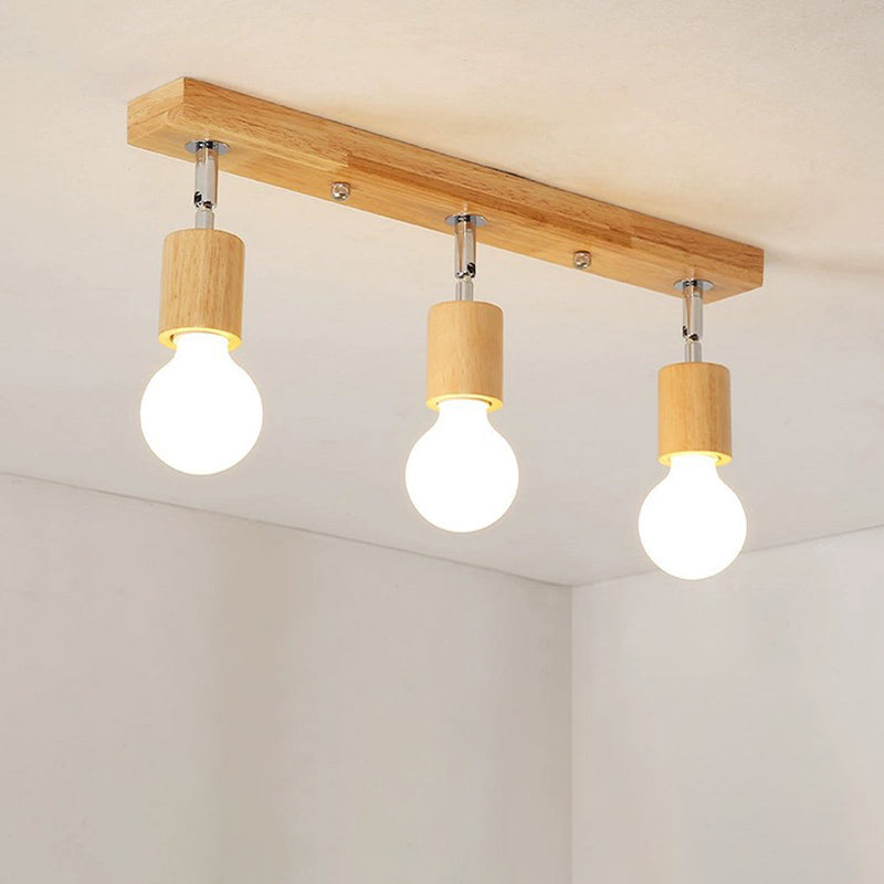 Geometrisch gevormde railverlichting Minimalistisch houten restaurant Semi-inbouwlichtarmatuur