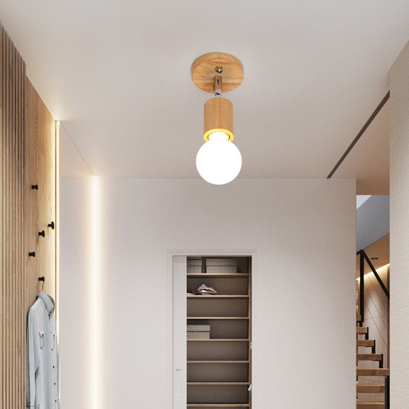Geometrisch gevormde railverlichting Minimalistisch houten restaurant Semi-inbouwlichtarmatuur