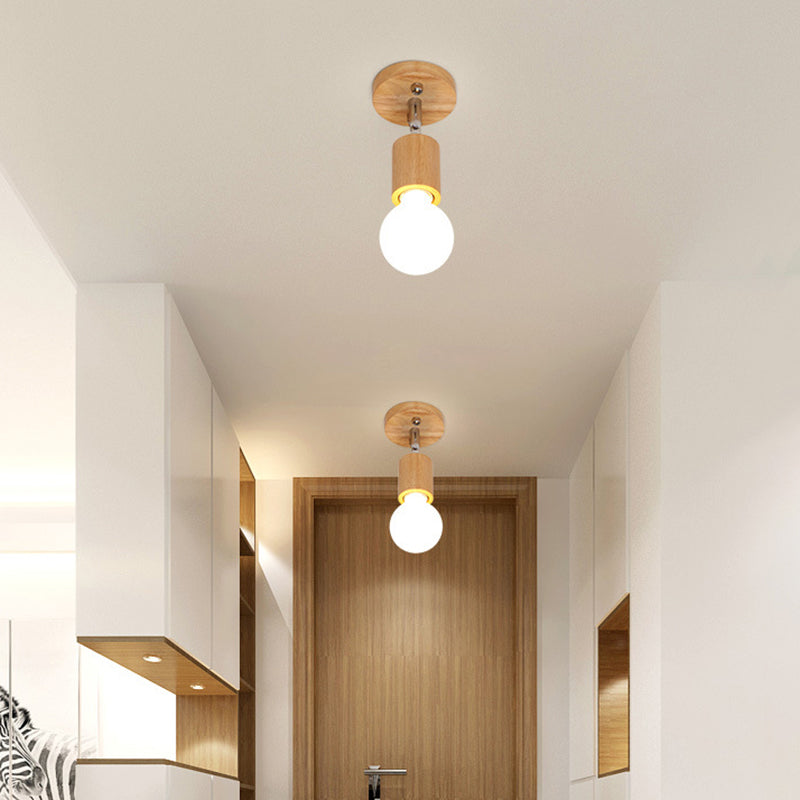 Geometrisch gevormde railverlichting Minimalistisch houten restaurant Semi-inbouwlichtarmatuur