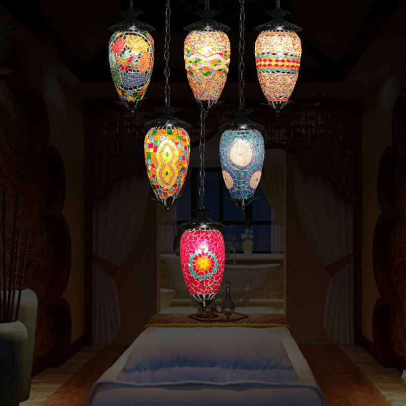 Luce a bulbo singolo Appedisci in stile retrò in vetro colorato per la barra