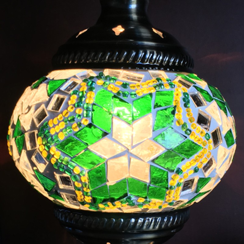 Stained Glass Oblate Pendant Light Vintage 1 Head Restaurant Suspension Light Fixture