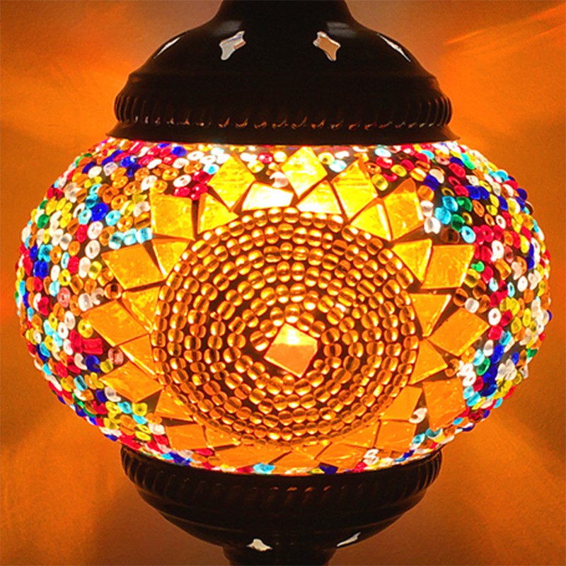 Stained Glass Oblate Pendant Light Vintage 1 Head Restaurant Suspension Light Fixture