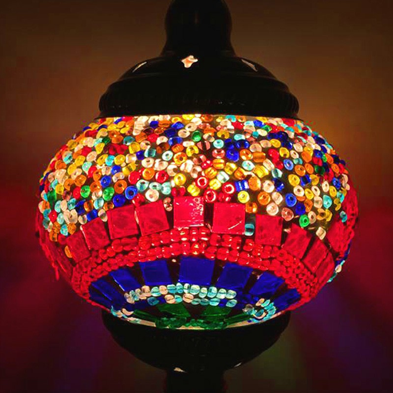 Stained Glass Oblate Pendant Light Vintage 1 Head Restaurant Suspension Light Fixture