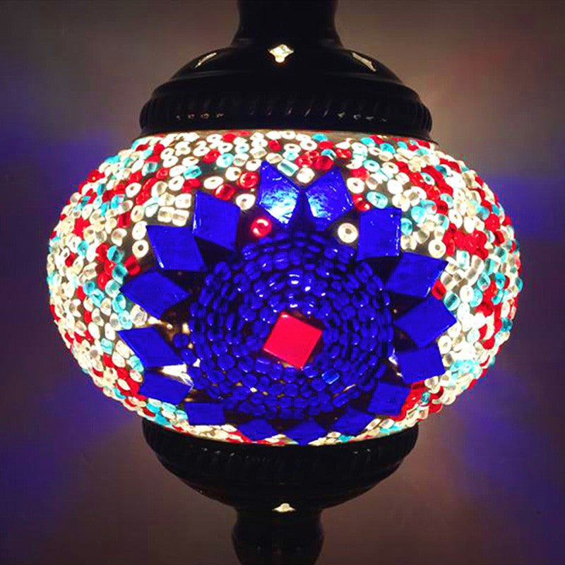 Stained Glass Oblate Pendant Light Vintage 1 Head Restaurant Suspension Light Fixture