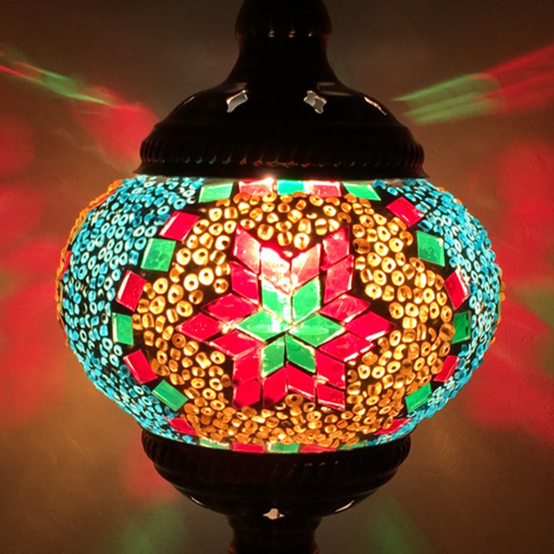 Stained Glass Oblate Pendant Light Vintage 1 Head Restaurant Suspension Light Fixture