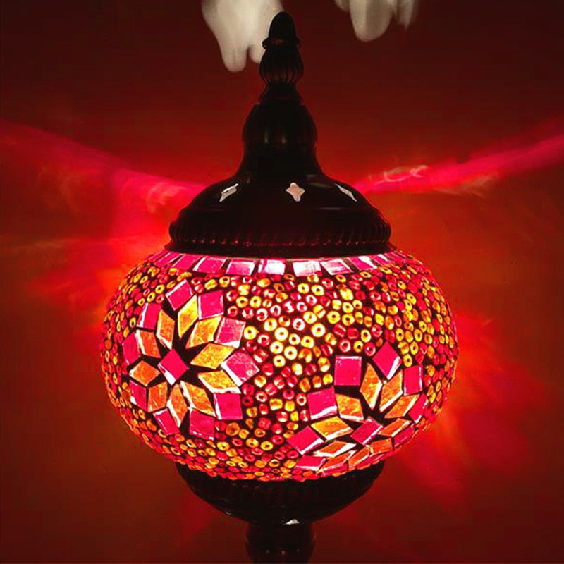 Stained Glass Oblate Pendant Light Vintage 1 Head Restaurant Suspension Light Fixture