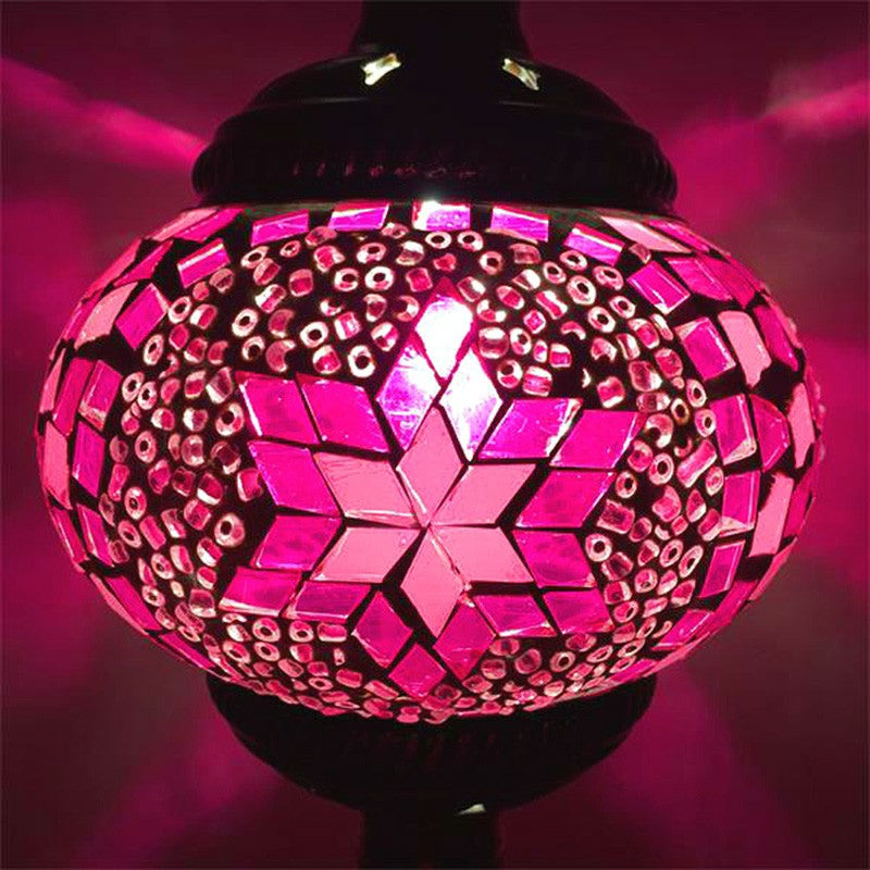 Stained Glass Oblate Pendant Light Vintage 1 Head Restaurant Suspension Light Fixture