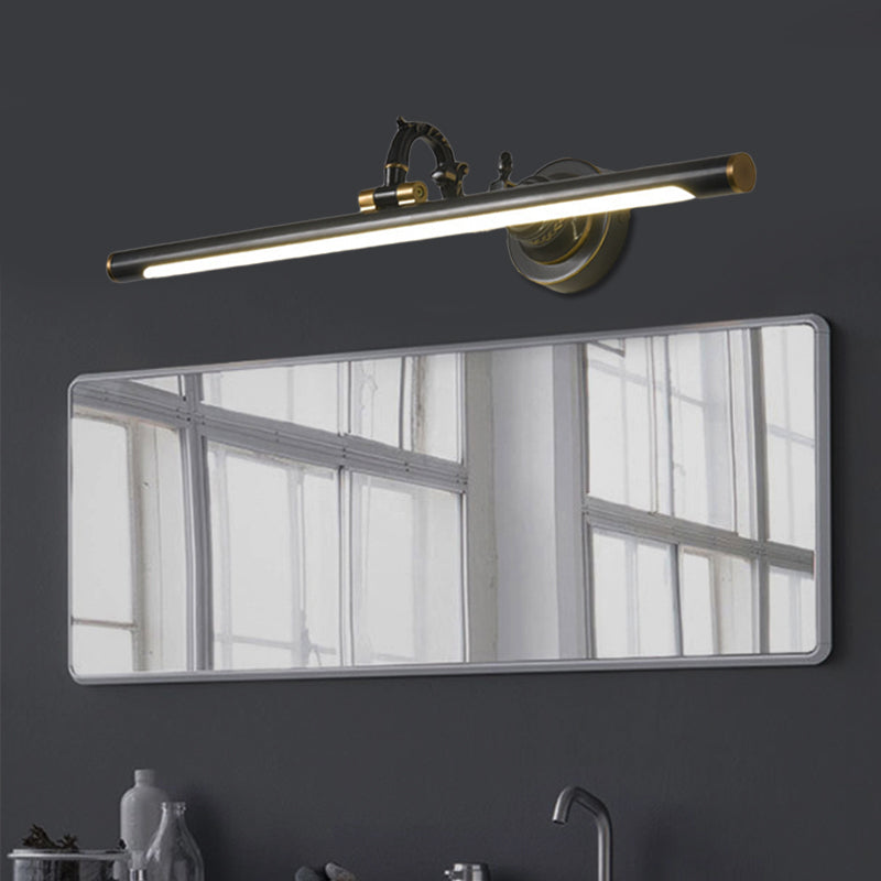 Rotatable Linear Vanity Mirror Light Metal Vintage Wall Mount Lighting in Antique Brass/Black, 14"/18"/23" W