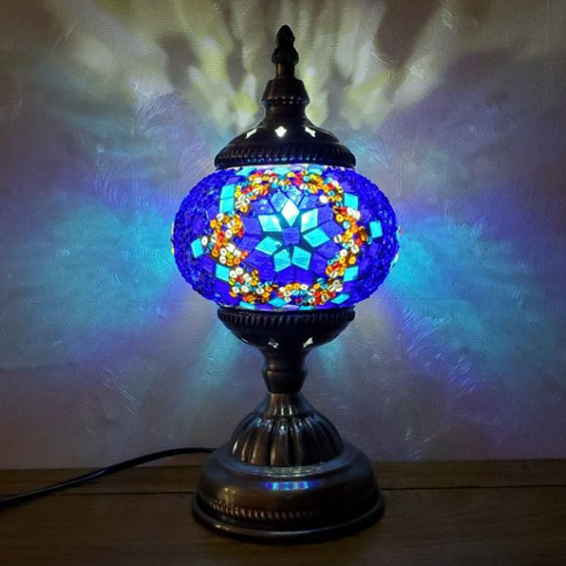 Turkish Oblate Nachttischlampe Single-Bulb-Glasschifftischleuchte für das Restaurant