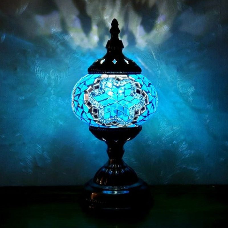 Turkish Oblate Nachttischlampe Single-Bulb-Glasschifftischleuchte für das Restaurant