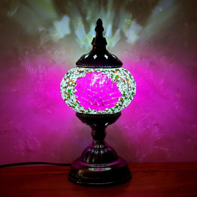 Turkish Oblate Nachttischlampe Single-Bulb-Glasschifftischleuchte für das Restaurant