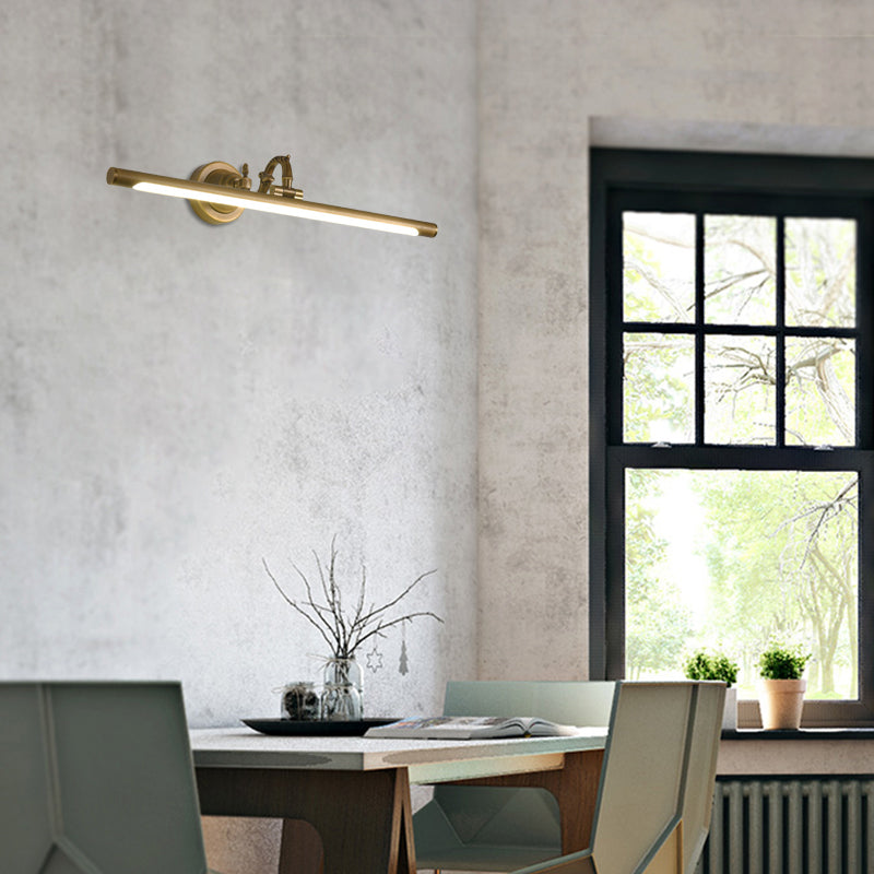 Rotatable Linear Vanity Mirror Light Metal Vintage Wall Mount Lighting in Antique Brass/Black, 14"/18"/23" W