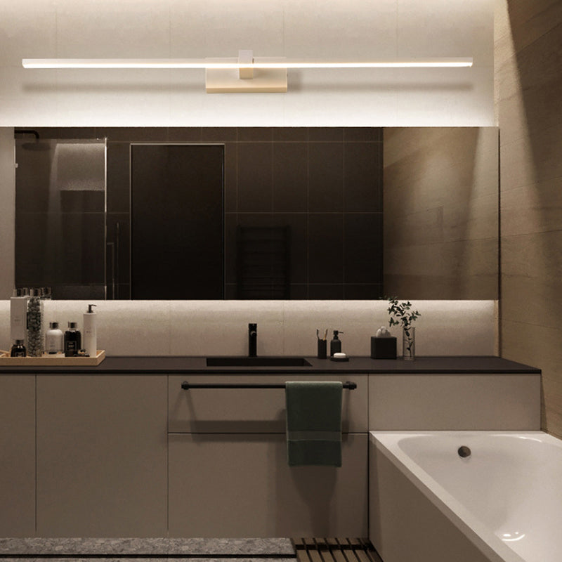 Linear Shaped Bathroom Wall Sconce Light Metallic Minimalist LED Vanity Lighting Ideas