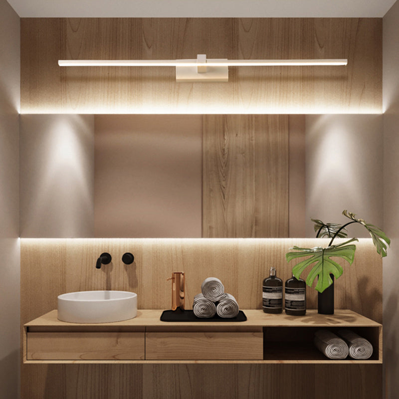 Linear Shaped Bathroom Wall Sconce Light Metallic Minimalist LED Vanity Lighting Ideas