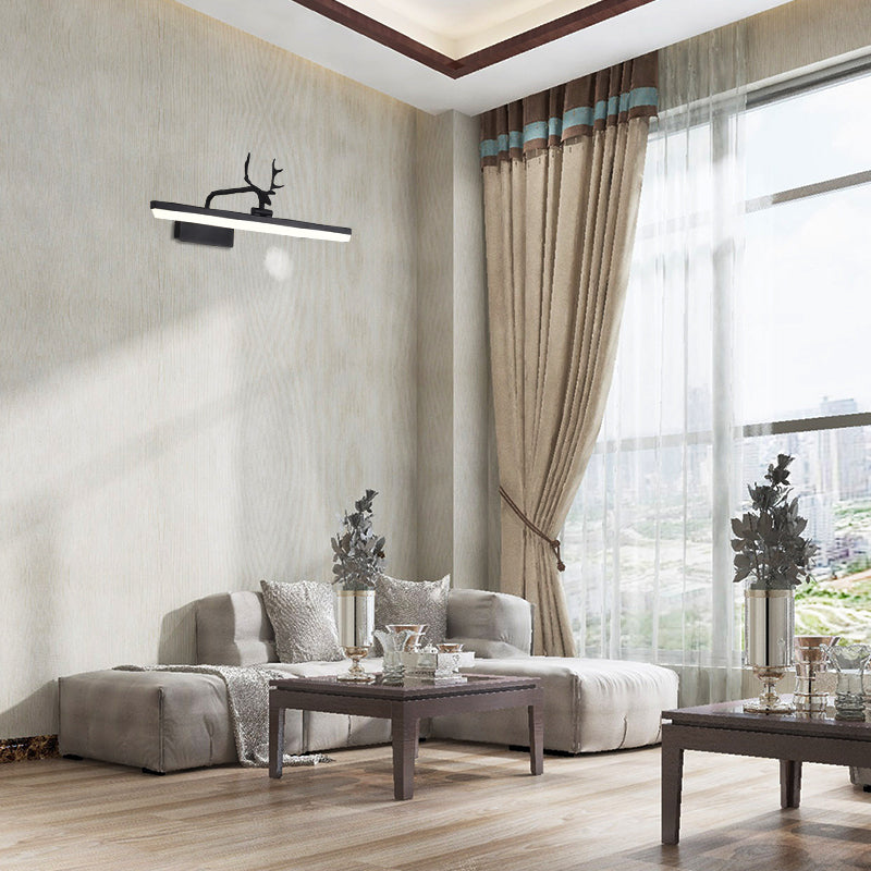 16 "/ 22" / 28 "W rectangle Mirror Vanité Lumière avec un éclairage mural acrylique moderne rotatif en bois en noir / or / blanc