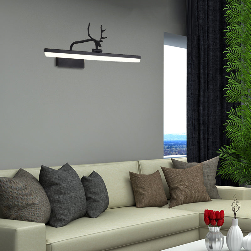 16 "/ 22" / 28 "W rectangle Mirror Vanité Lumière avec un éclairage mural acrylique moderne rotatif en bois en noir / or / blanc