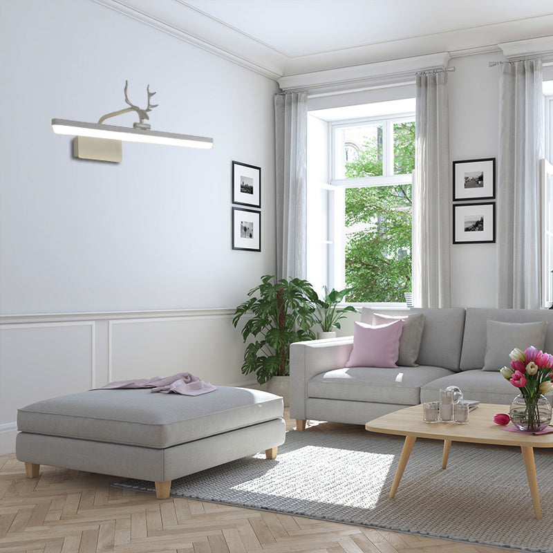 16 "/ 22" / 28 "W rectangle Mirror Vanité Lumière avec un éclairage mural acrylique moderne rotatif en bois en noir / or / blanc