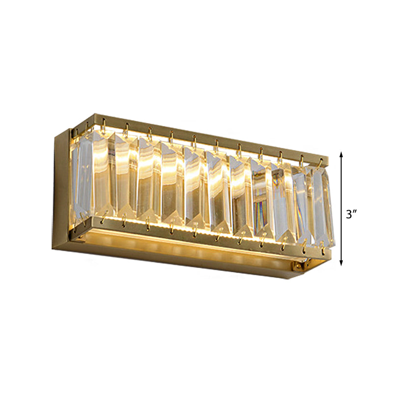 Montaggio del rettangolo dorato Luce moderna LED LED Apparecchio di illuminazione a parete metallica con cristallo sfaccettato chiaro