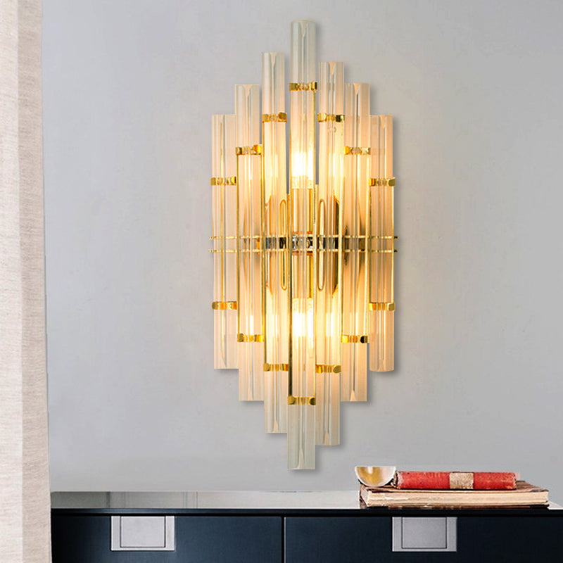 2 lichten Slaapkamer Wandlicht SCONCE HEDENDAAGE GOUD FINDE Wandlamp met heldere kristallen buisvorm