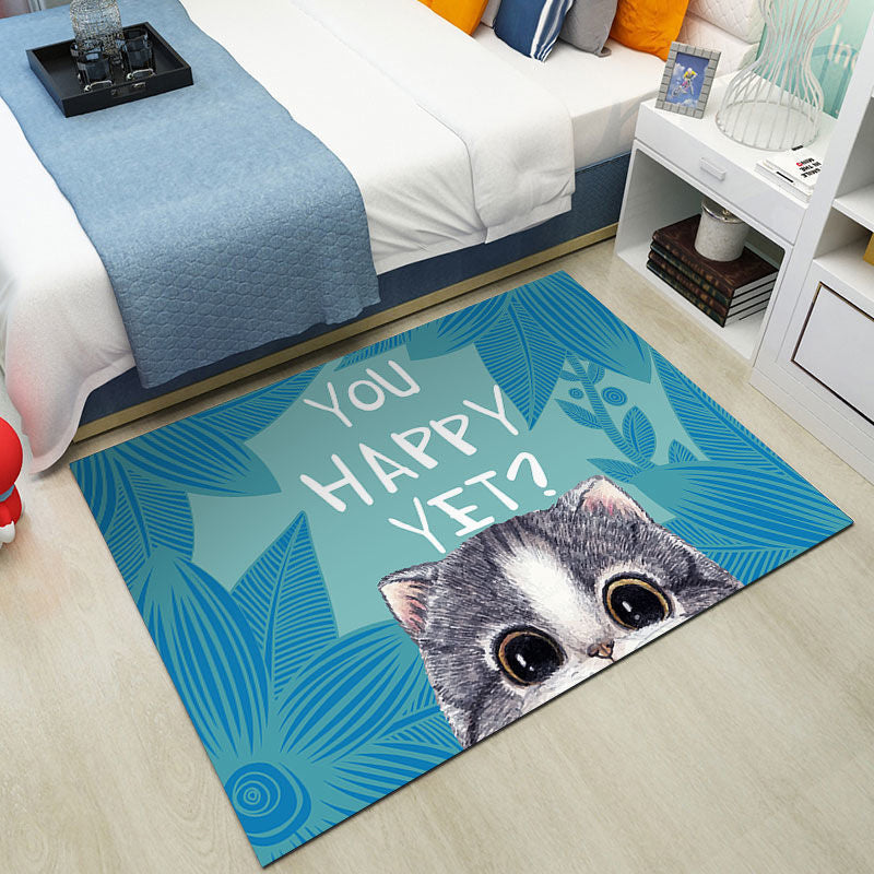 Cute Kids Room Rug Multi-Color Animal Pattern Rug Synthetics Anti-Slip Backing Easy Care Carpet
