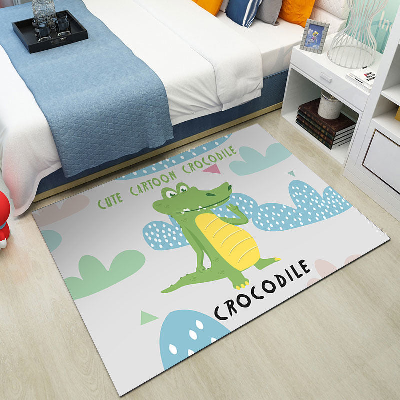 Cute Kids Room Rug Multi-Color Animal Pattern Rug Synthetics Anti-Slip Backing Easy Care Carpet