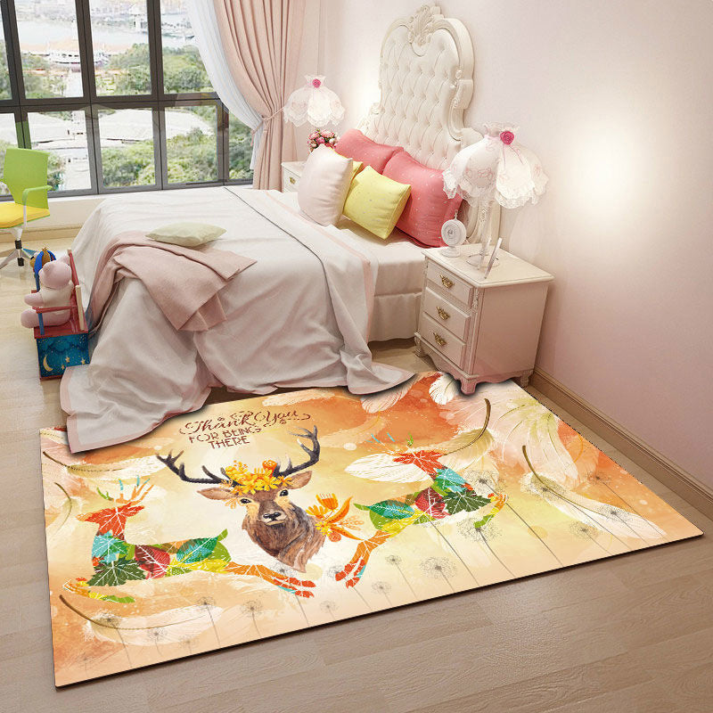 Cute Kids Room Rug Multi-Color Animal Pattern Rug Synthetics Anti-Slip Backing Easy Care Carpet