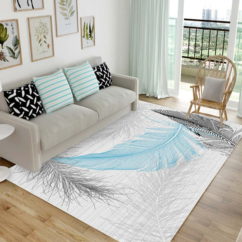 Multi Colored Chinese Rug Polyster Plant Printed Carpet Machine Washable Stain-Resistant Indoor Rug for Parlor