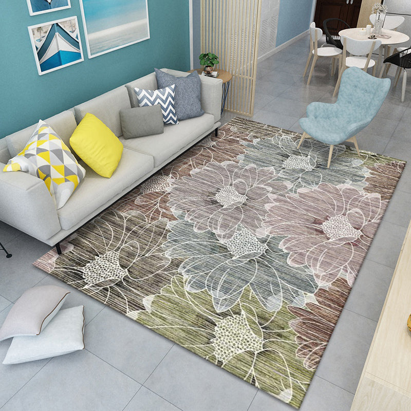 Modern Floral Pattern Rug Multi-Color Polyster Indoor Rug Pet Friendly Stain-Resistant Carpet for Childrens Bedroom