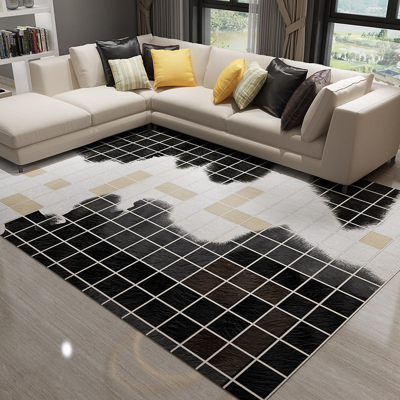 Modern Living Room Rug Multi-Color Geometric Print Carpet Non-Slip Backing Washable Indoor Rug