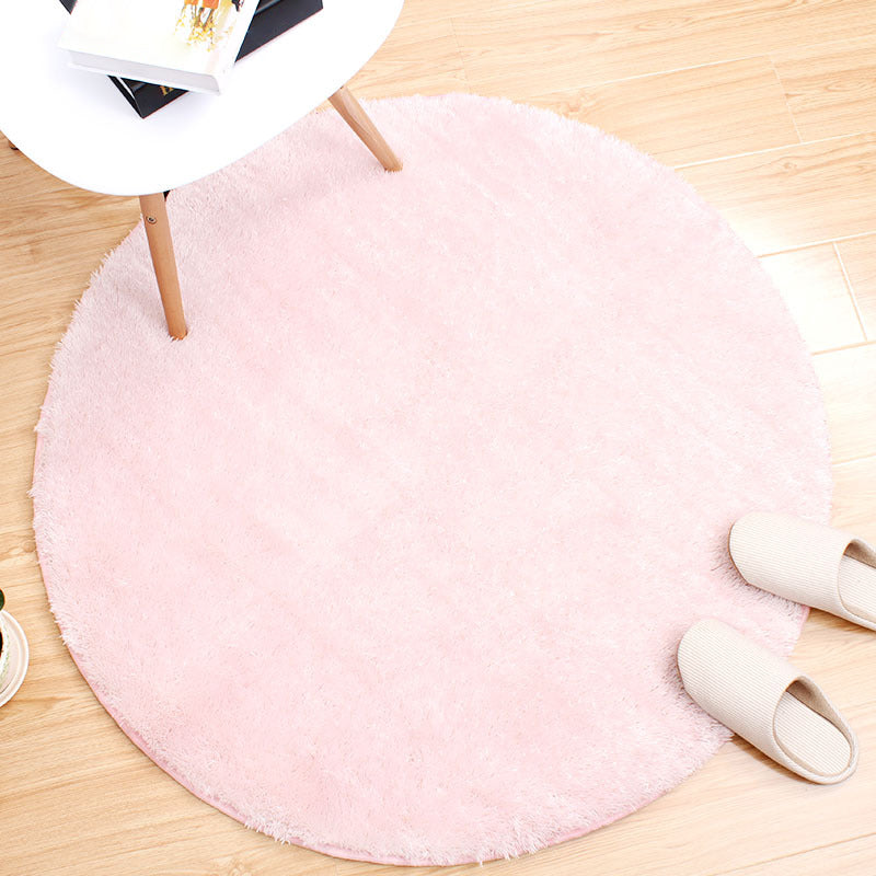 Modern Bedroom Rug Multi Colored Plain Area Carpet Fluffy Anti-Slip Backing Machine Washable Easy Care Rug