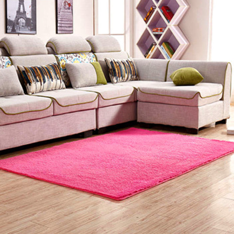 Simple Multi Color Plain Rug Cotton Comfort Area Carpet Non-Slip Backing Pet Friendly Rug for Bedroom