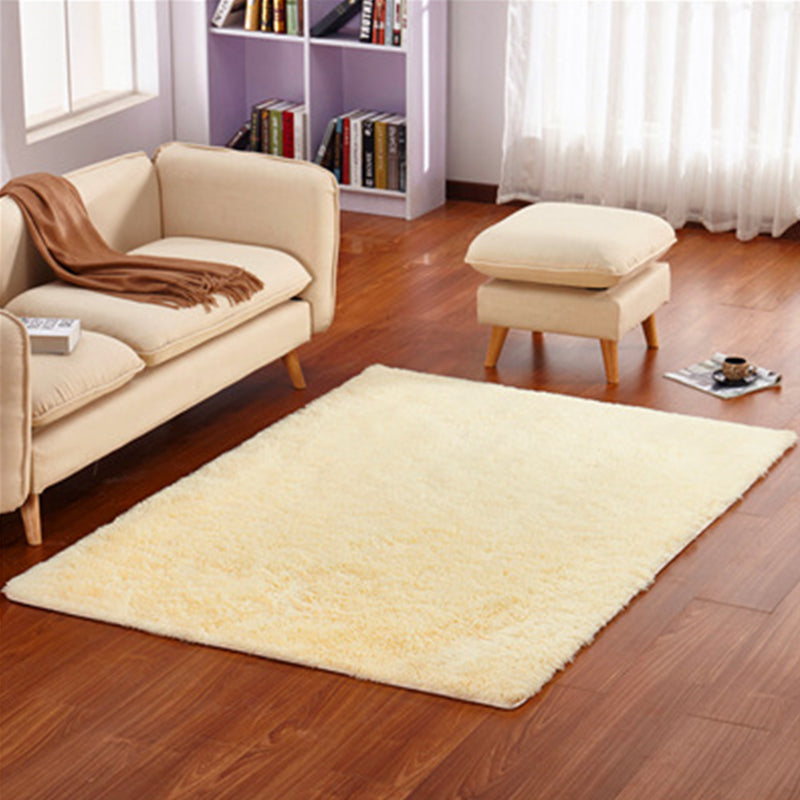 Simple Multi Color Plain Rug Cotton Comfort Area Carpet Non-Slip Backing Pet Friendly Rug for Bedroom