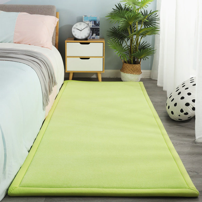 Contemporary Bedroom Rug Multi Color Solid Area Carpet Polyster Pet Friendly Anti-Slip Backing Rug