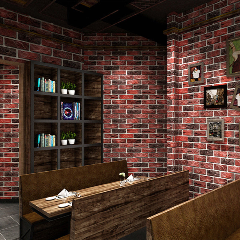 Faux Brick Wallpaper Roll voor Bar Decoratie 3D Effect Wall Art in donkere kleur, vlekbestendig