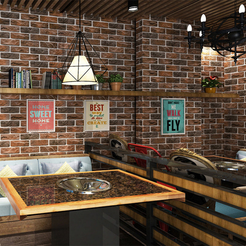 Faux Brick Wallpaper Roll voor Bar Decoratie 3D Effect Wall Art in donkere kleur, vlekbestendig