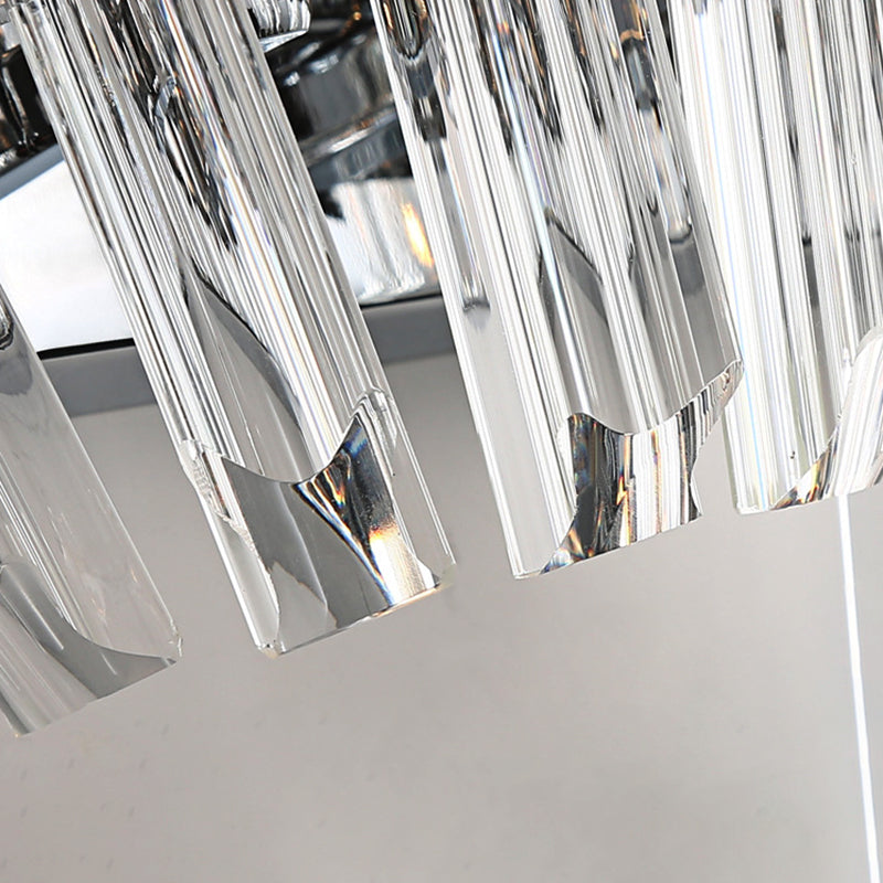 Tapered Shape Wall Mount Light Contemporary Style Clear Crystal 2 Bulbs Corridor Wall Lighting in Chrome