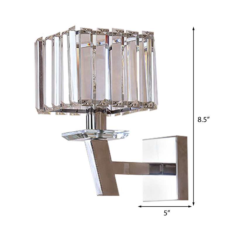 Cubic Clear Crystal Wall Light Modernism Stylish 1 Light Chrome Wall Sconce Lighting for Corridor
